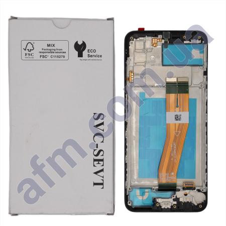 Дисплей Samsung сервисный A037F Galaxy A03S чёрный (жёлтый шлейф) + рамка GH81-21232A