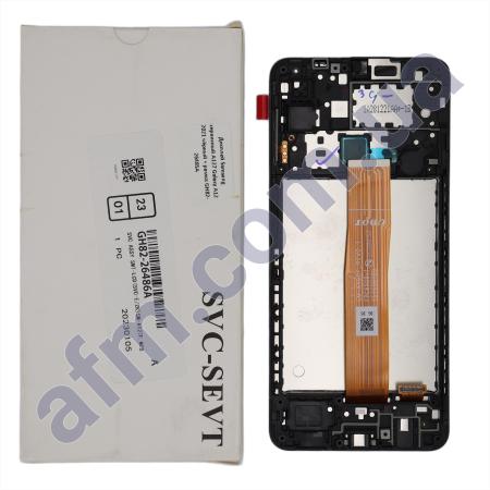 Дисплей Samsung сервисный A127 Galaxy A12 2021 чёрный + рамка GH82-26485A
