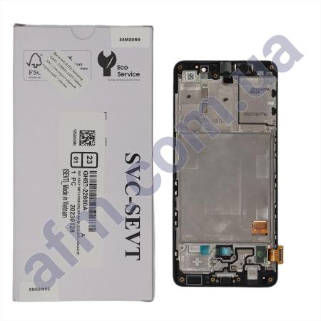 Дисплей Samsung сервисный A415 Galaxy A41 чёрный + рамка GH82-22860A