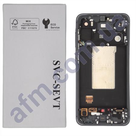 Дисплей Samsung сервисный A566 Galaxy A56 чёрный + рамка серебряная GH82-36829A