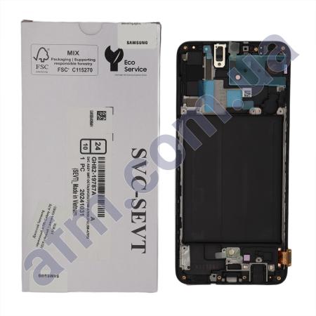 Дисплей Samsung сервисный A705 Galaxy A70 2019 чёрный + рамка GH82-19787A