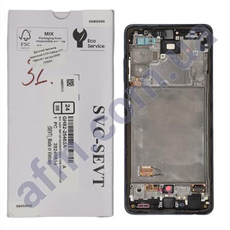 Дисплей Samsung сервисный A725 Galaxy A72 чёрный + рамка GH82-25463A