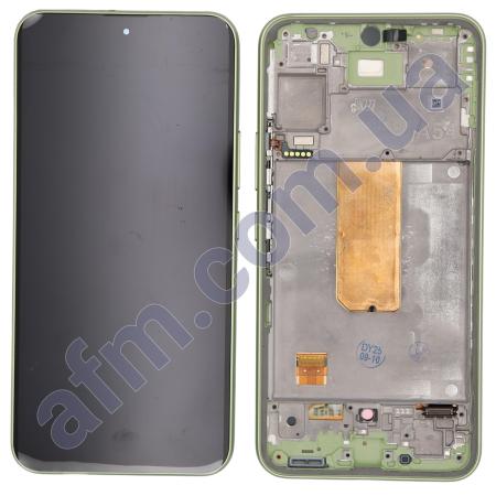 Дисплей Samsung A546 Galaxy A54 OLED чёрный + рамка зелёная Lime