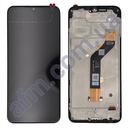 Дисплей Tecno Spark GO 2022 чёрный + рамка