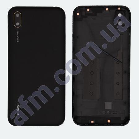 Задняя крышка Huawei Y5 2019 (AMN-LX9/ AMN-LX1/ AMN-LX2/ AMN) чёрная Midnight Black + стекло камеры