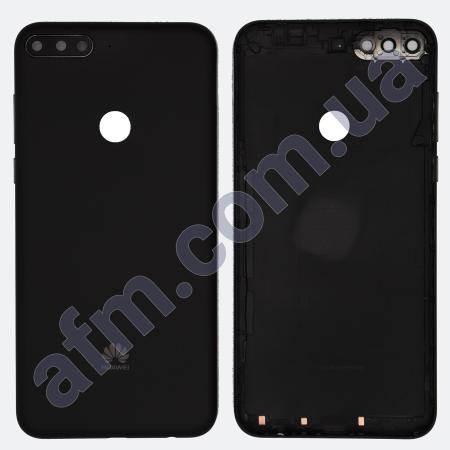 Задняя крышка Huawei Y7 2018 (LDN-L01/ LDN-L21) чёрная + стекло камеры