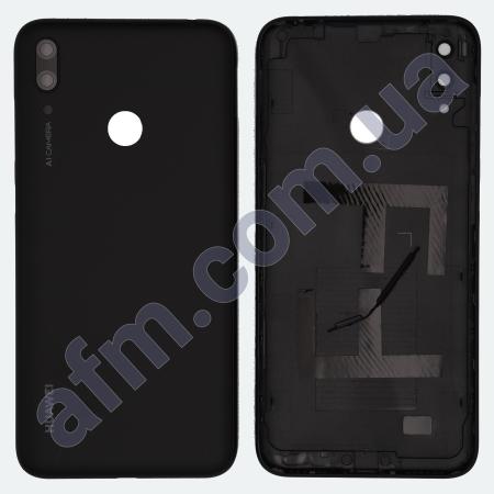 Задняя крышка Huawei Y7 2019 (DUB-LX1) чёрная Midnight Black + стекло камеры