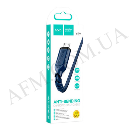 USB кабель Hoco X59 Micro USB (2000mm) синій