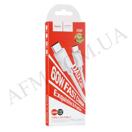 USB кабель Hoco X88 Type-C to Type-C 60W (1000mm) білий