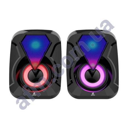 Колонки компьютерные JEQANG JS-701 RGB стерео з регулеровкой звуку 3.5 + USB чорна