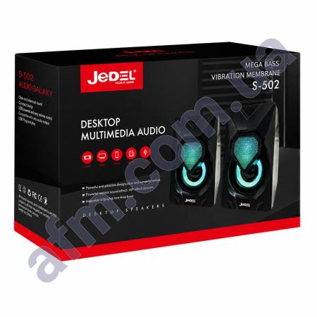 Колонки компьютерные Jedel S-502 RGB стерео с регулировкой звука 3.5 + USB бирюзовая