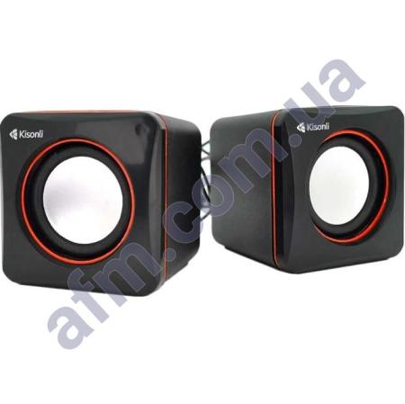 Колонки компьютерные Kisonli V400 RGB стерео с регулировкой звука 3.5 + USB чёрная