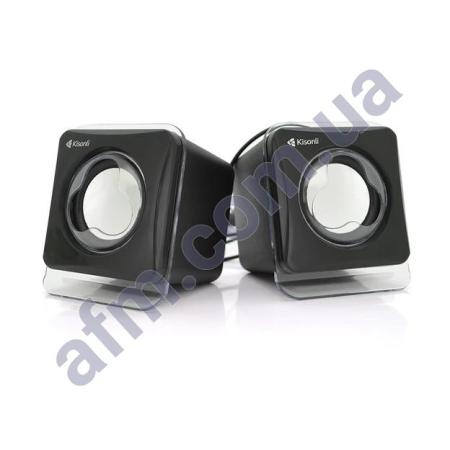 Колонки компьютерные Kisonli V410 RGB стерео с регулировкой звука 3.5 + USB чёрная