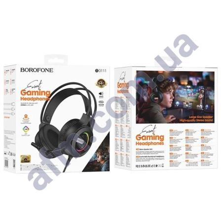 Наушники Borofone BO111 игровые (с микрофоном,  подсветкой) чёрные
