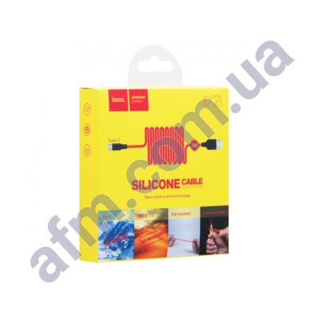 USB кабель Hoco X21 Micro USB 2A (1000mm) красно-чёрный