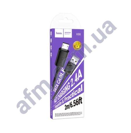 USB кабель Hoco X88 Gratified 2.4A Micro USB (2000mm) чёрный