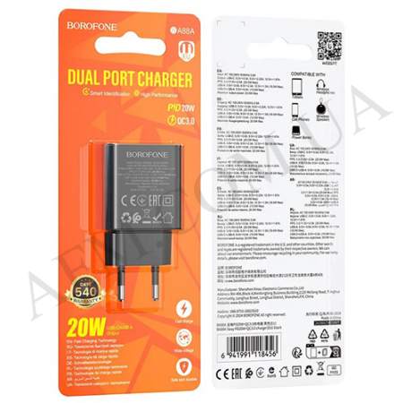 СЗУ блок Borofone BA88A PD20W+QC3.0 чёрный