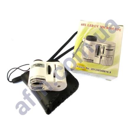 Микроскоп карманный N0.9595 в чехле,  с LED и UV подсветкой,  кратность 60X