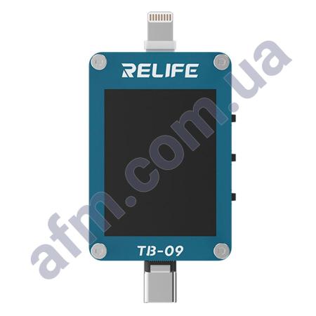 Тестер разъёмов живлення Relife TB-09 Type-C/ Lightning з ЖК дисплеєм та вбудованим АКБ