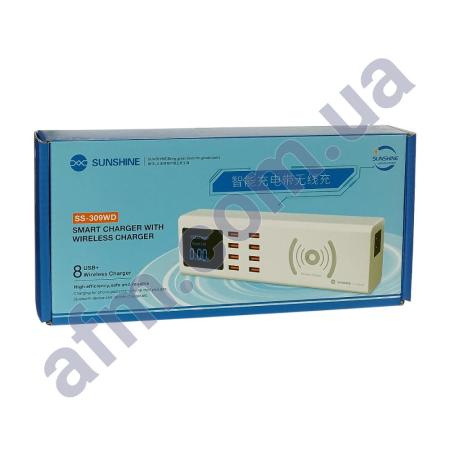 Зарядная станция Sunshine SS-309WD 40W (8 USB 5V/ 1A Wireless charging 10W)