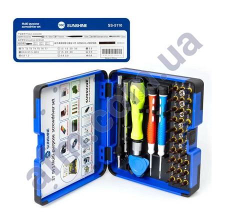 Набір інструментів Sunshine SS-5110 (ручка,  30 бит,  2 удлинителя,  викрутки +1.5,  зірка 0.8)