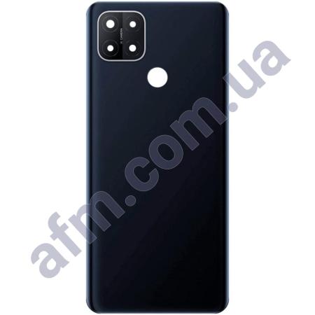 Задняя крышка Oppo A15/ A15s/ A35 чёрная Dynamic Black + стекло камеры