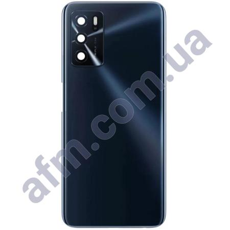 Задняя крышка Oppo A16/ A16s/ A54s чёрная Crystal Black + стекло камеры