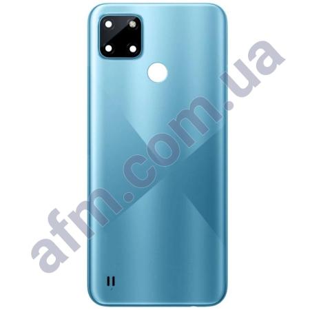 Задняя крышка Realme C21Y голубая + стекло камеры