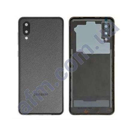 Задняя крышка Samsung A022 Galaxy A02 чёрная Black + стекло камеры