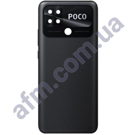 Задняя крышка Xiaomi Poco C40 Power Black чёрная + стекло камеры