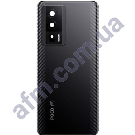 Задняя крышка Xiaomi Poco F5 Pro чёрная + стекло камеры