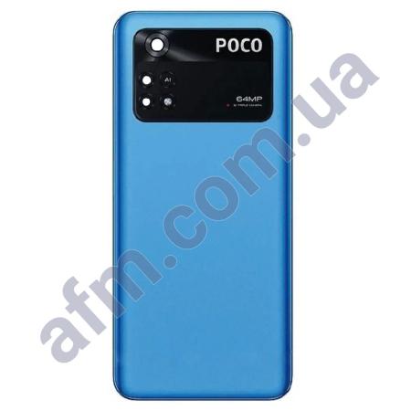 Задняя крышка Xiaomi Poco M4 Pro 4G голубая Cool Blue + стекло камеры