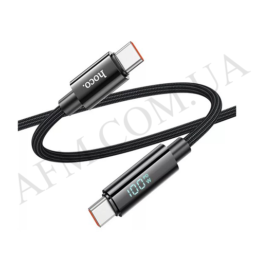 USB кабель Hoco U125 Type-C - Type-C PD 100W LED (1000mm) чорний