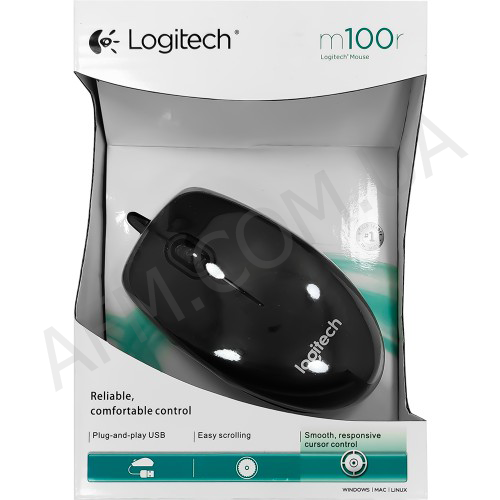 Мишка для комп 'ютера провідна Logitech M100r чорна