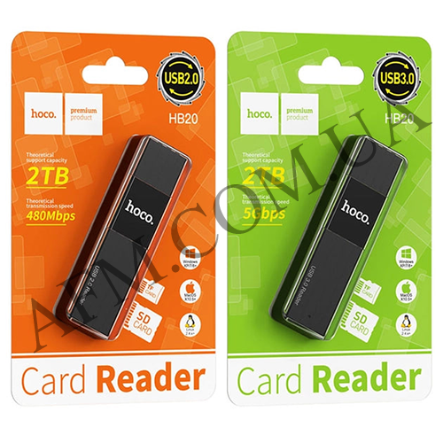 USB Card-reader Hoco HB20 USB2.0 2в1 чорний