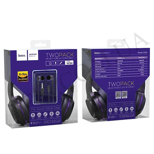 Навушники (HandsFree) Hoco W24 фіолетові