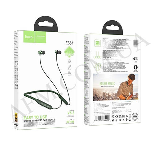 Навушники (HandsFree) Bluetooth Hoco ES64 темно - зелені