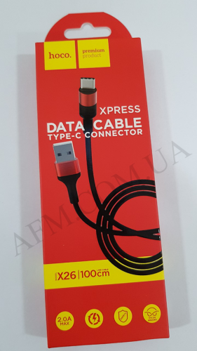 USB кабель Hoco X26 Xpress Charging Type-C (1000mm) красно-чёрный