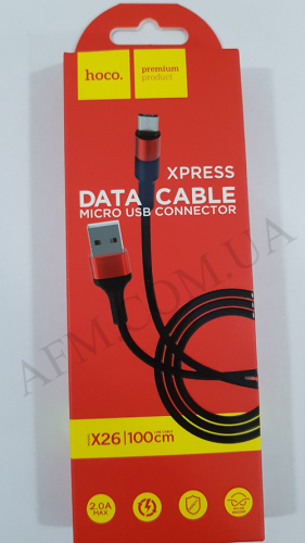 USB кабель Hoco X26 Xpress Charging Micro USB (1000mm) красно-чёрный