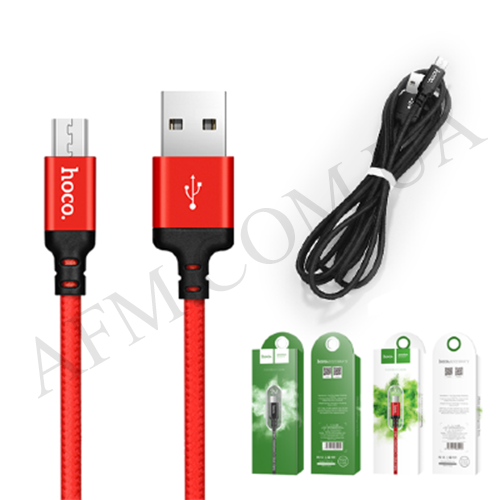 USB кабель Hoco X14 Times Micro USB (1000mm) чорно - червоний
