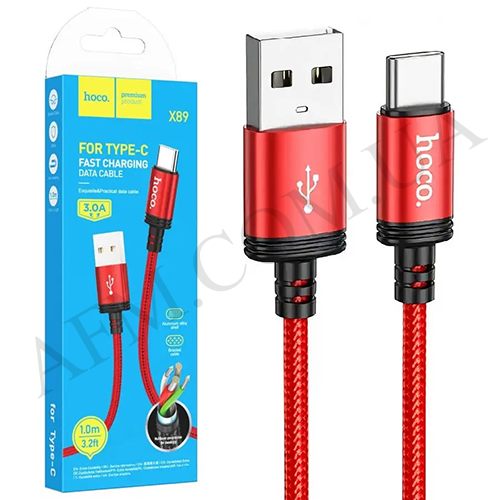 USB кабель Hoco X89 Wind 3A Type-C червоний