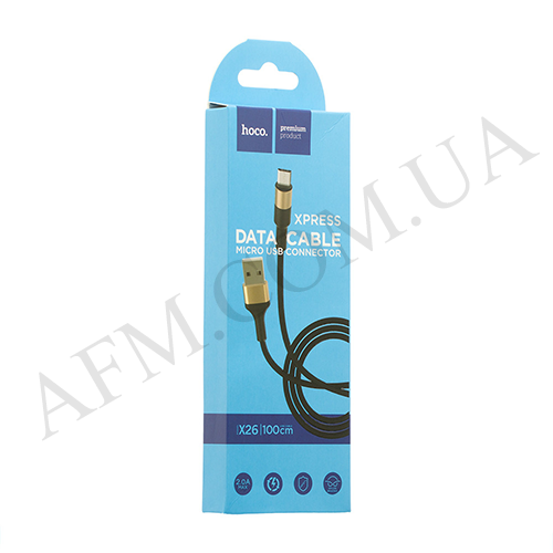 USB кабель Hoco X26 Xpress Charging Micro USB (1000mm) чорно - золотий
