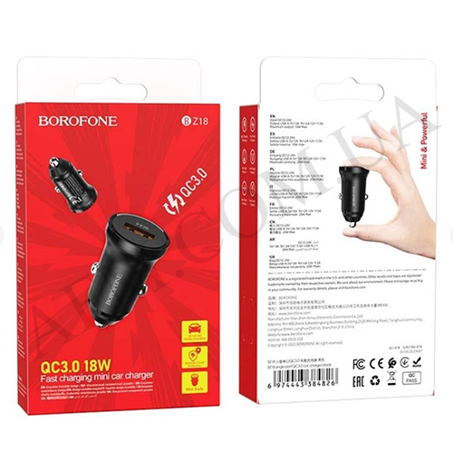 АЗП блок Borofone BZ18 QC3.0 (1USB/ 3A)