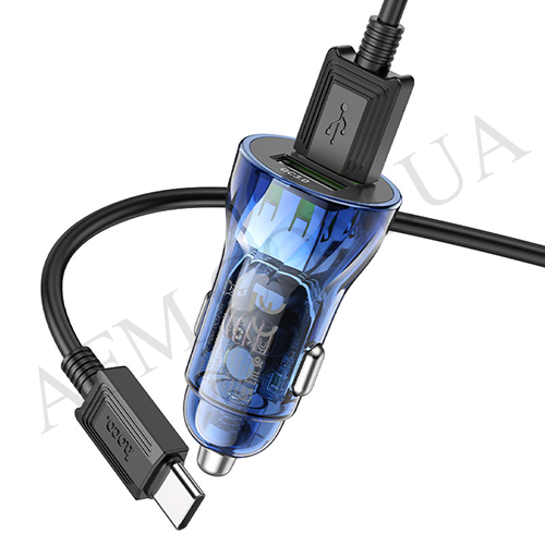 АЗП блок Hoco Z47 QC3.0 (2USB) + кабель Type-C синій