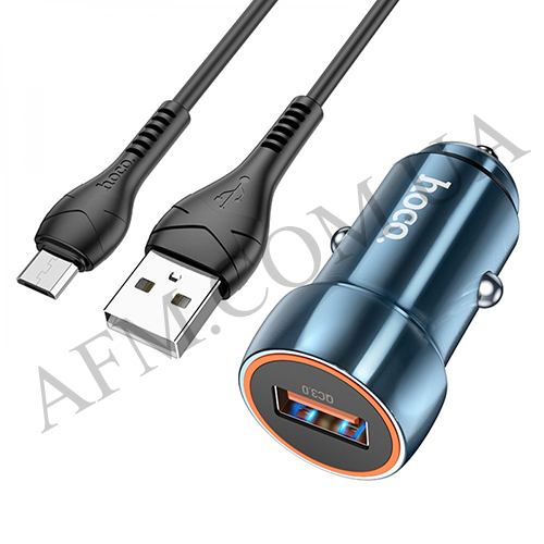 АЗП блок Hoco Z46 QC3.0 (1USB/ 18W) + кабель Micro USB синій