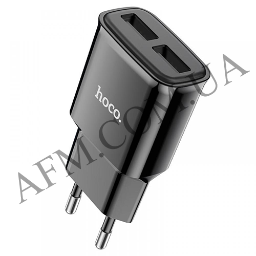 СЗУ блок Hoco C88A (2USB/ 2.4A) + кабель Micro USB чёрный