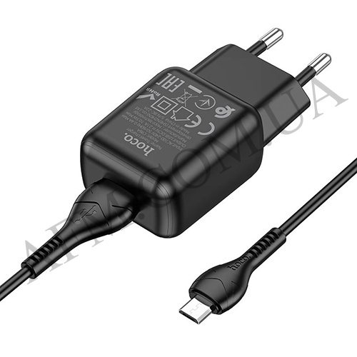 СЗУ блок Hoco C96A (1USB/ 2.1A) + кабель Micro USB чорний
