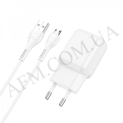 СЗУ блок Hoco C96A (1USB/ 2.1A) + кабель Micro USB белый