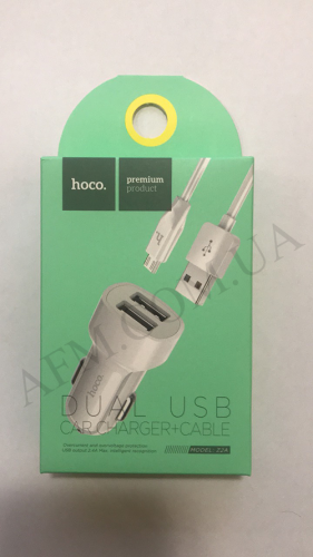 АЗП блок Hoco Z2A (2USB/ 2.4A) + кабель Micro USB білий