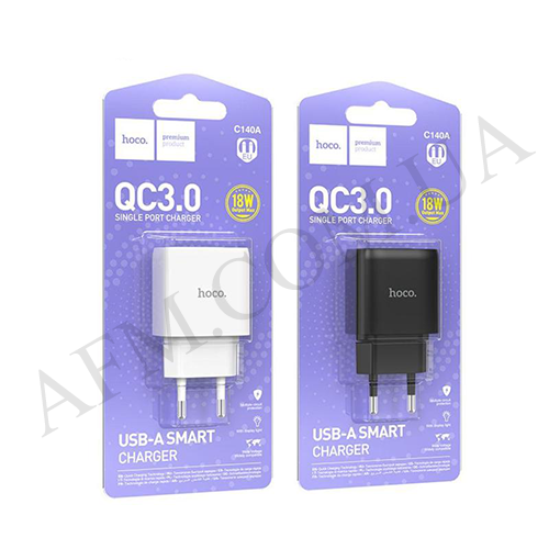 СЗУ блок Hoco C140A QC3.0 (1USB/ 3.0A) белый